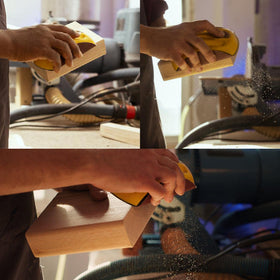 CKFCXC headlamp polishing with sanding discs for lacquer surfaces.