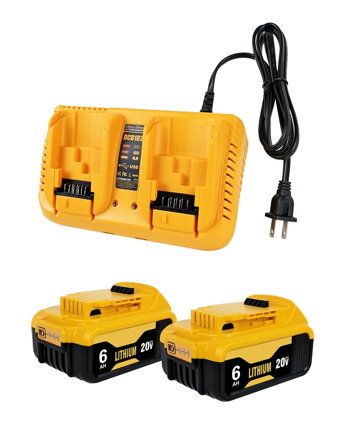 CKSTAYIL 2-pack 6.0Ah battery for Dewalt 20V Max delivering longer runtime.