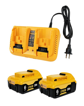 CKSTAYIL 2-pack 6.0Ah battery for Dewalt 20V Max delivering longer runtime.