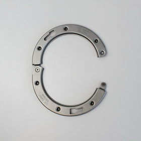 Clam 409 stainless steel resists corrosion for durable flange repair.