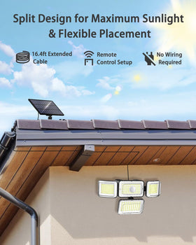 CLAONER four-head outdoor light delivers broad area coverage.