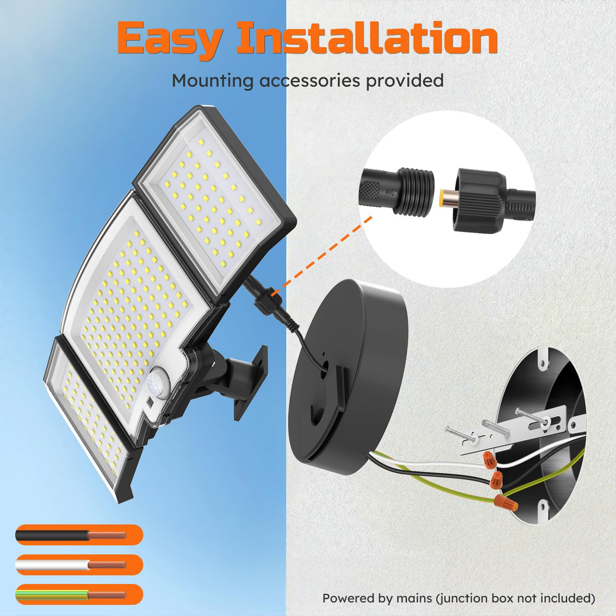 CLAONER LED security light delivers bright 3000 lumens for crisp outdoor visibility.