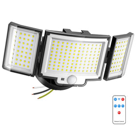 CLAONER LED security light over driveway with angled install for clear nighttime visibility.