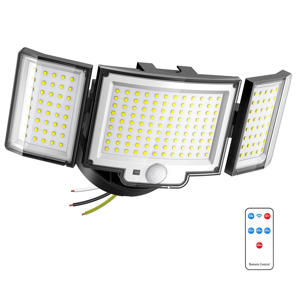 CLAONER LED security light over driveway with angled install for clear nighttime visibility.
