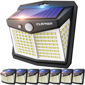 CLAONER solar lights outdoor 128 LED, 8-pack highlights broad coverage for yards.