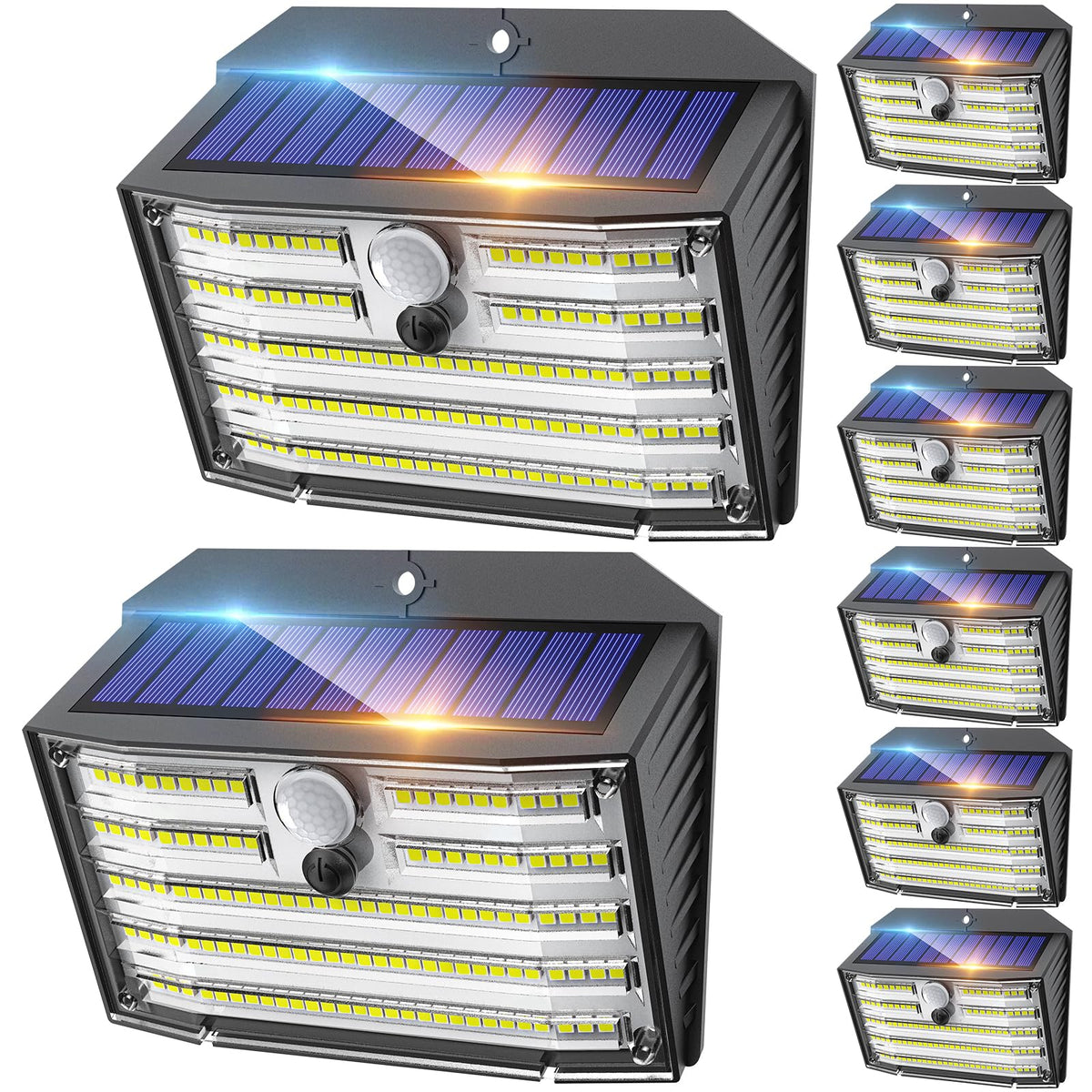 CLAONER outdoor solar lights eight-pack with 126 LEDs for bright nighttime illumination