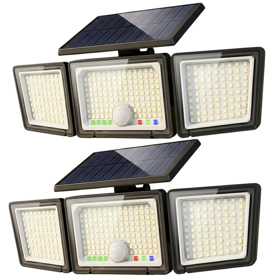 CLAONER solar motion lights with battery display showing charging status clearly