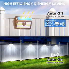 CLAONER solar motion sensor outdoor lights deliver 800-lumen brightness for perimeter lighting.