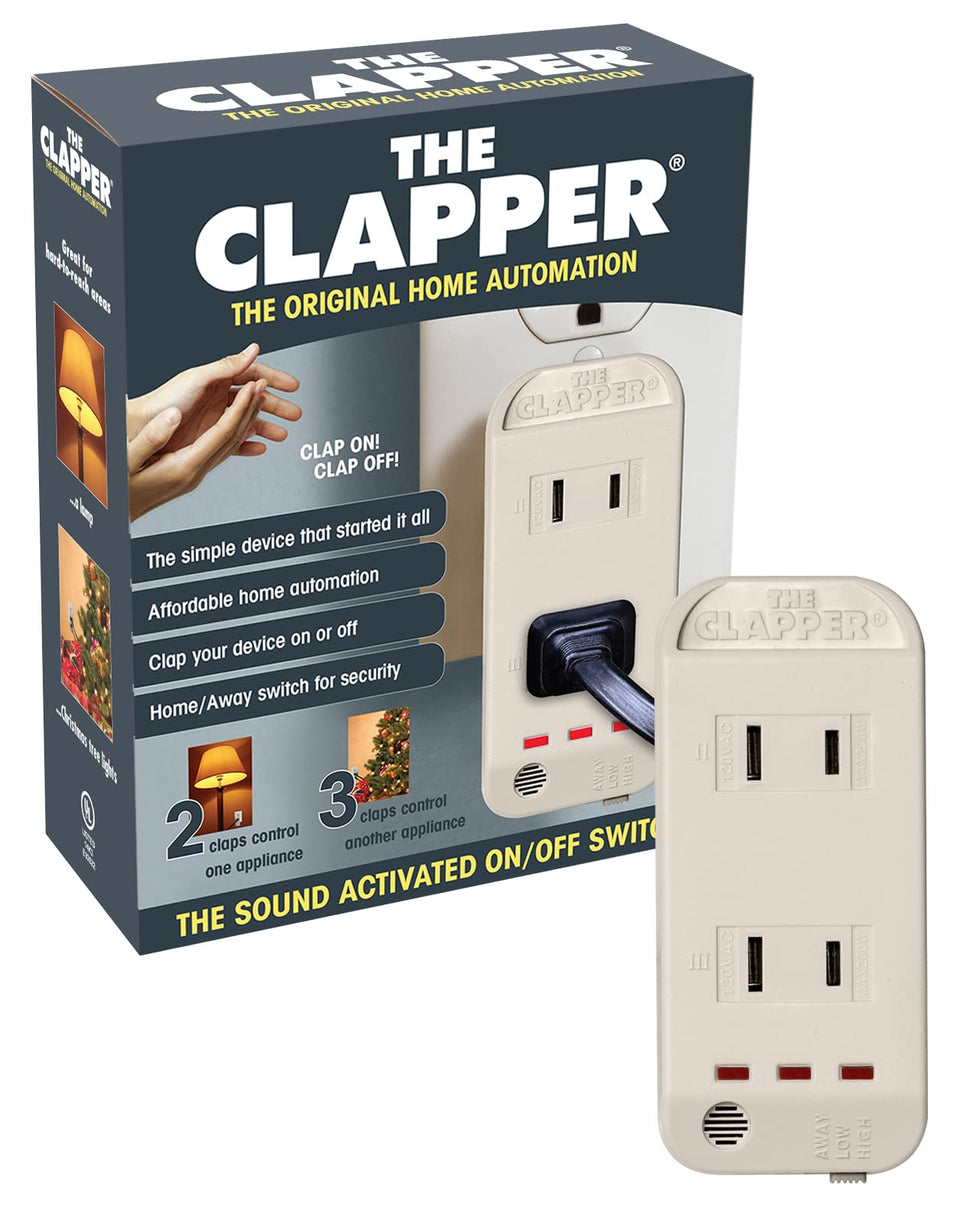Clapper original sound activated switch mounted on wall for hands-free lighting.