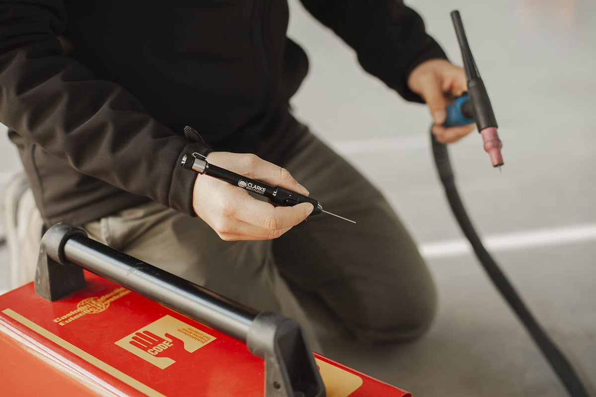 Clarke Brothers durable aluminum body withstands demanding welding tasks.