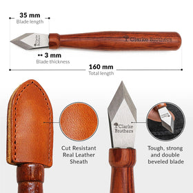 Clarke Brothers leather sheath shows durable storage.