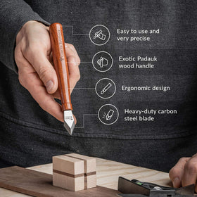 Clarke Brothers marking knife Padauk handle offers comfortable grip.