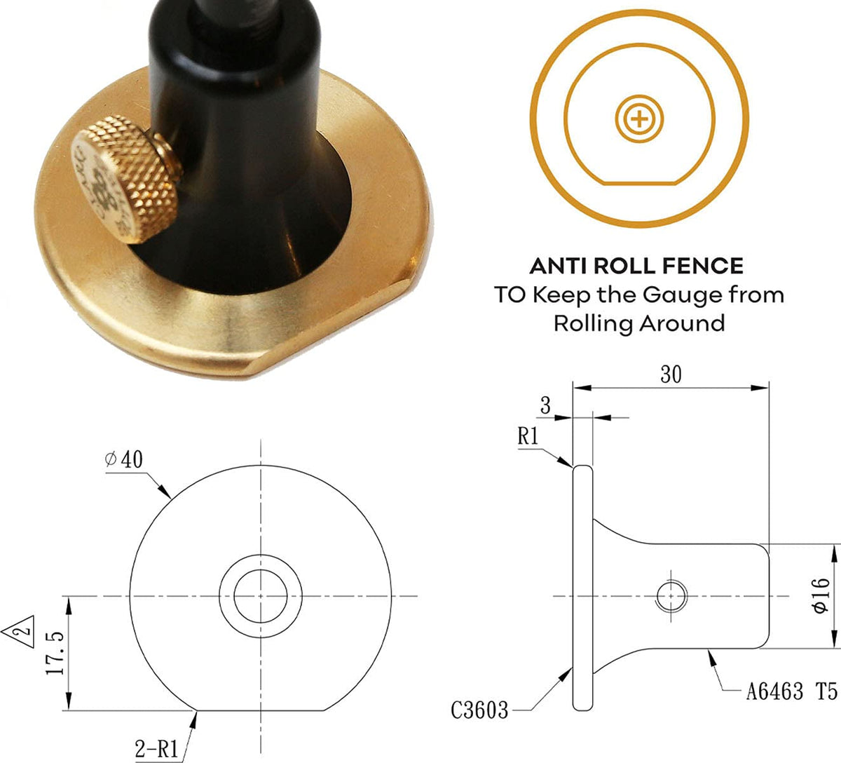 Clarke Brothers wheel marking gauge with laser-engraved graduations for accurate layouts