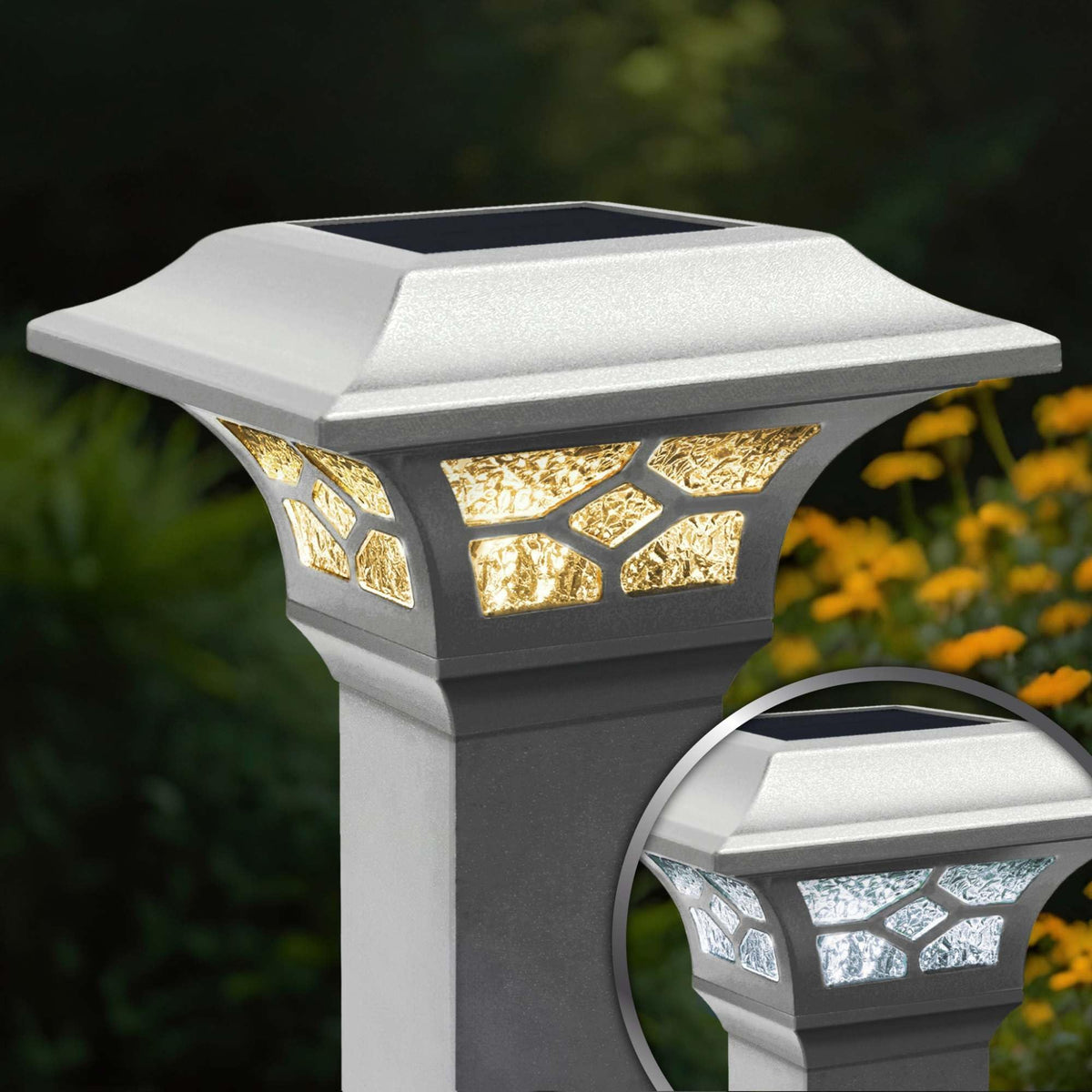 Rechargeable battery powers warm or cool light modes all night long.