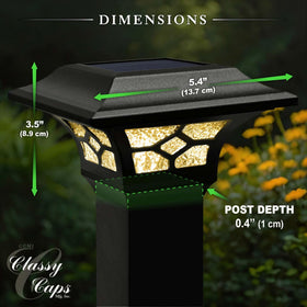 Kingston solar post cap showing bright white mode for well-lit walkways after dusk.