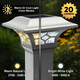 Cast aluminum frame provides durability and timeless style for Kingston solar post caps.