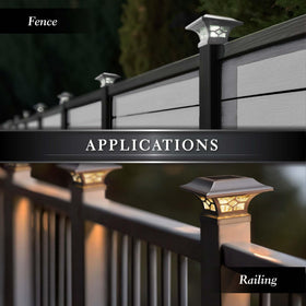 Compression-fit Kingston cap installs without drilling, keeping posts clean and secure.