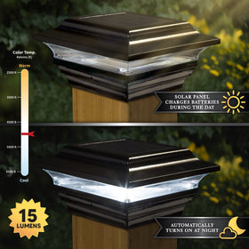 Classy Caps SL211B solar light on post showcasing automatic night illumination