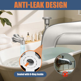 Claywie brushed nickel finish tub spout adds durable bathroom style