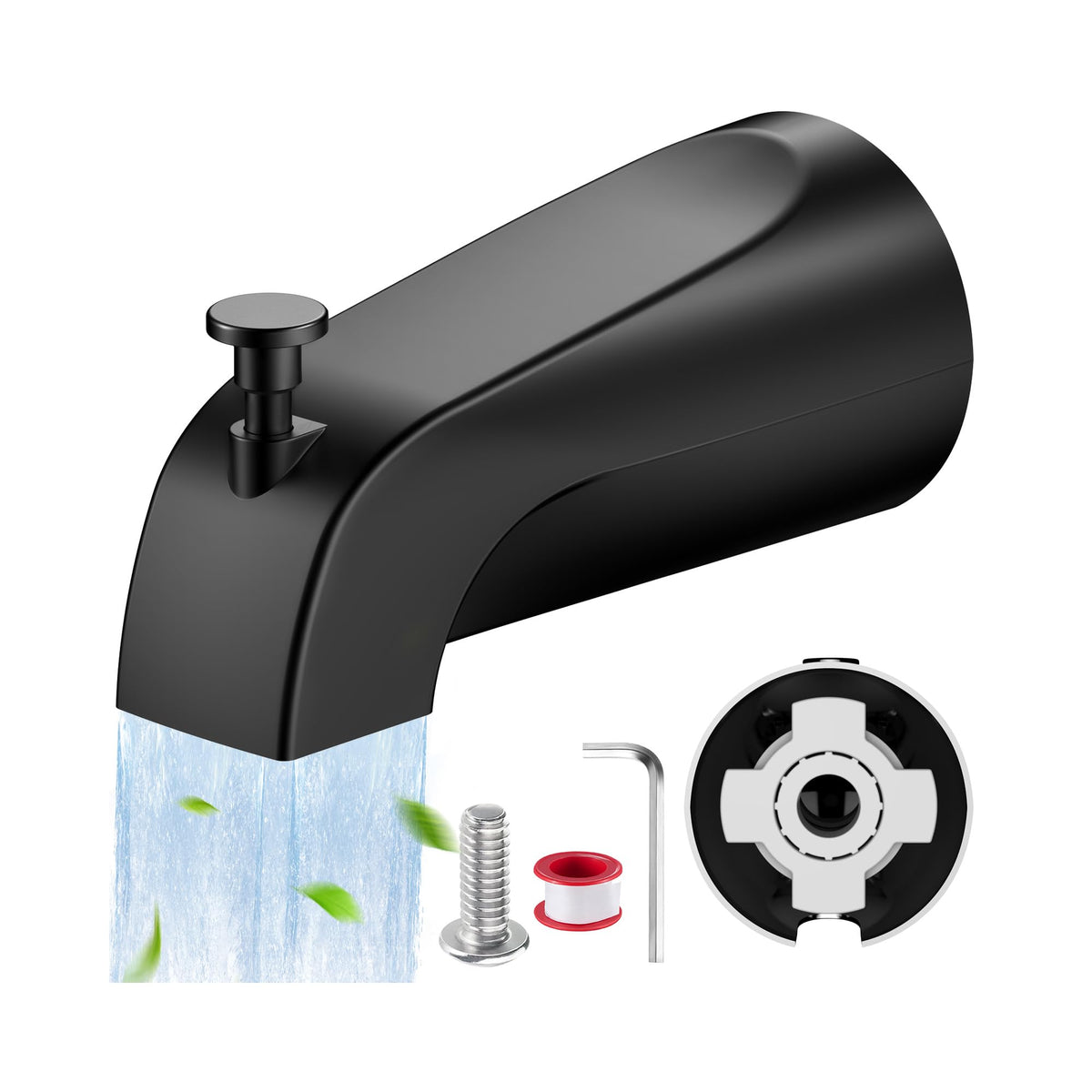 Claywie universal tub spout with diverter for secure slip-fit connection.