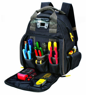 Custom Leathercraft L255 Tech Gear backpack with LED light for organized tool access.