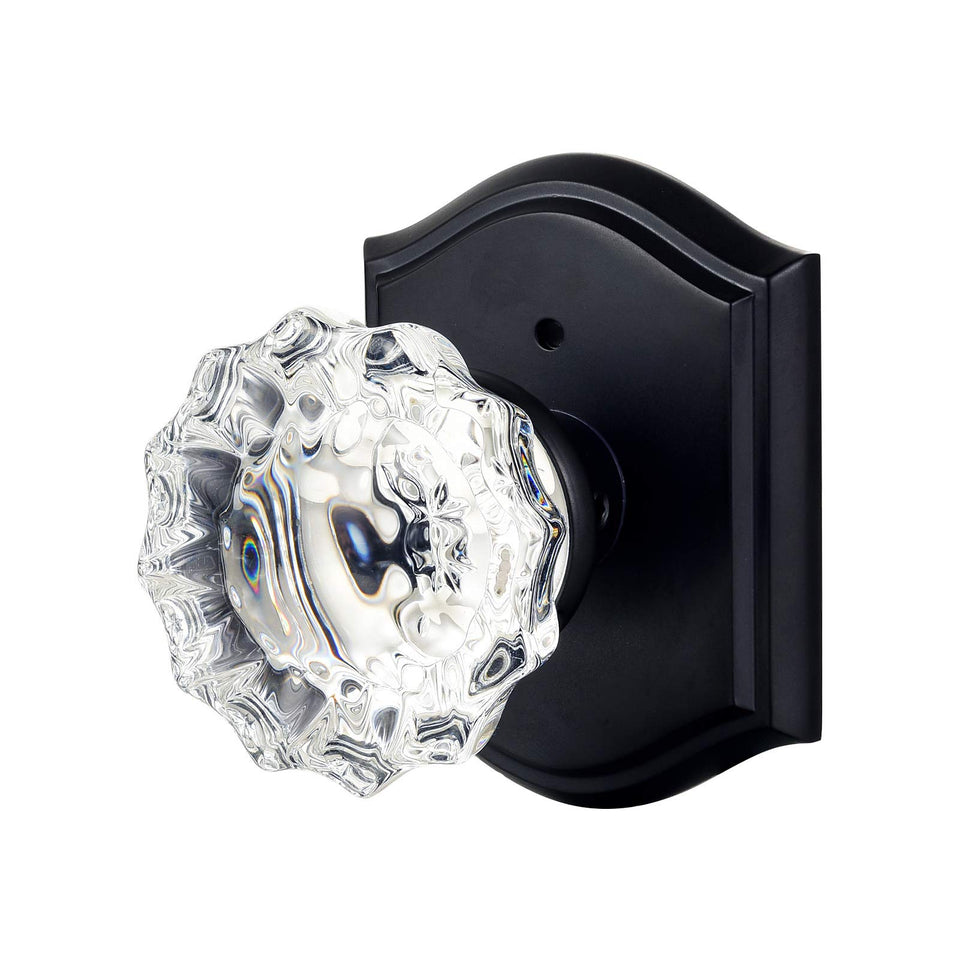 CLCTK matte black crystal door knob with privacy for bedroom and bathroom