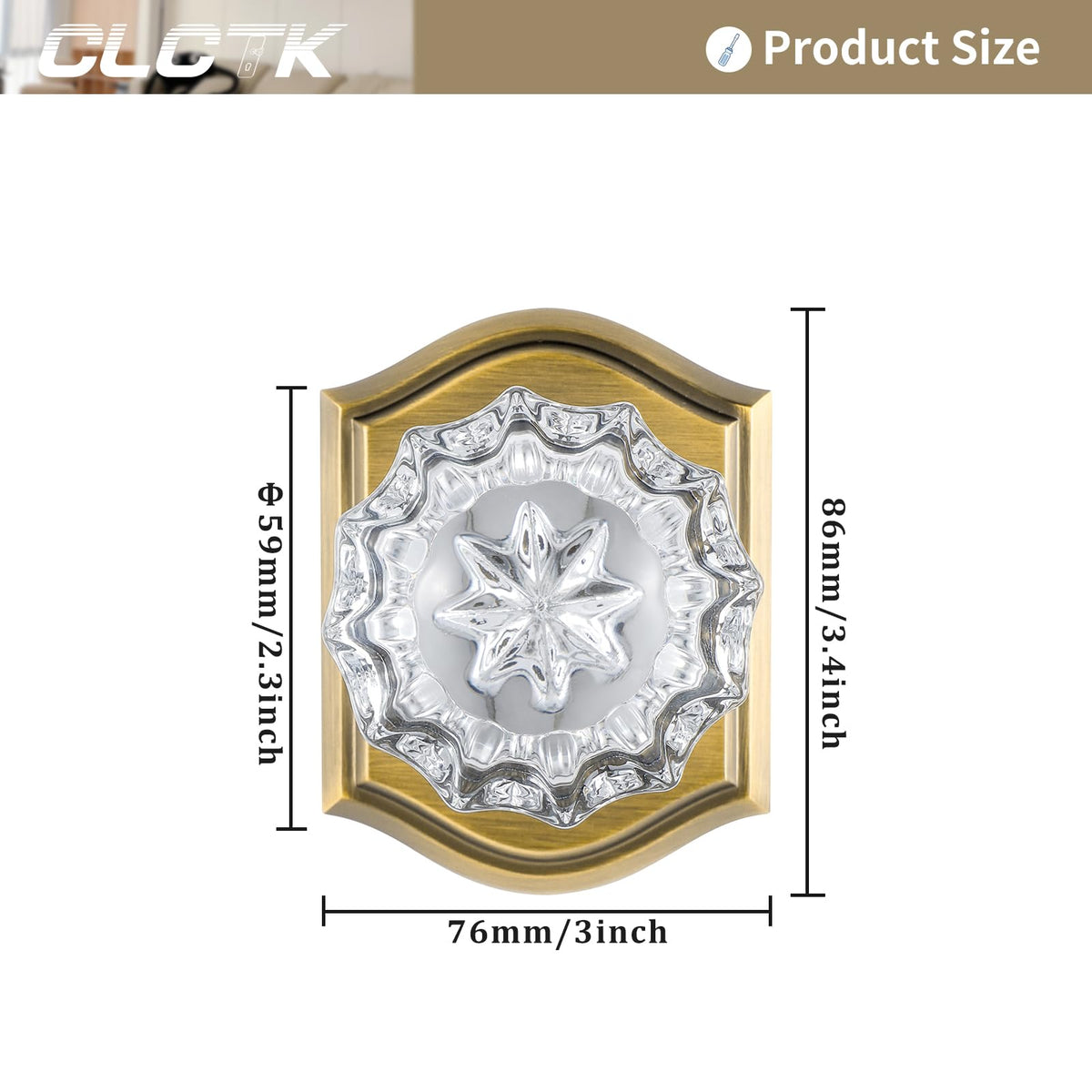CLCTK pack-of-2 display demonstrates coordinated interior door styling with glass knobs.
