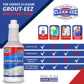 Clean-eez bathroom tile grout cleaner keeps porcelain surfaces feeling fresh.