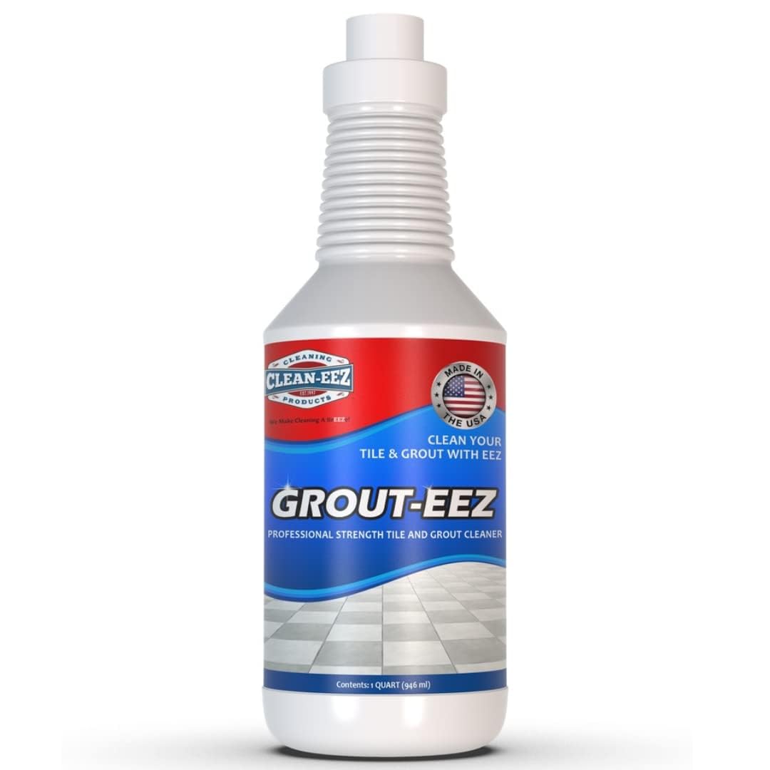 Clean-eez Grout-eez 32oz bottle pour demonstrates easy application for deep cleaning.