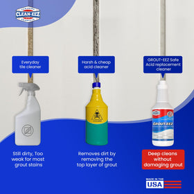 Applying Clean-eez Grout-eez on grout lines during cleaning session.