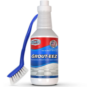 Clean-eez Grout-eez bottle front shows 32 oz formula for deep grout cleaning