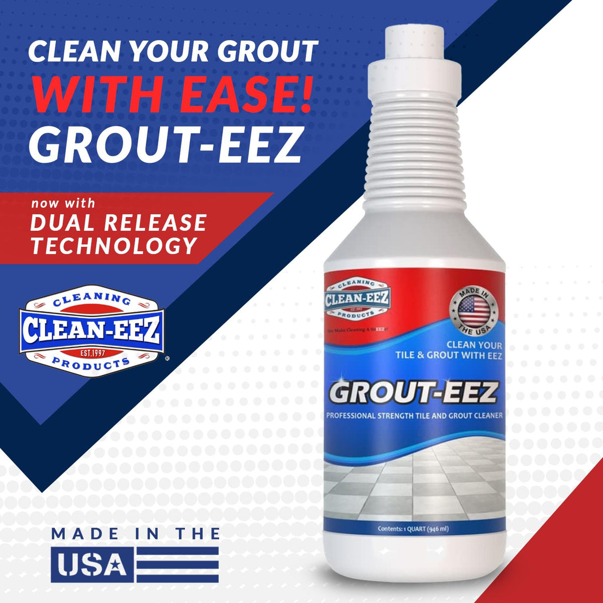 Clean-eez Grout-eez deep-clean performance on stone and ceramic surfaces.
