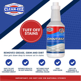 Clean-eez Grout-eez durable shine finish leaves tiles looking refreshed.
