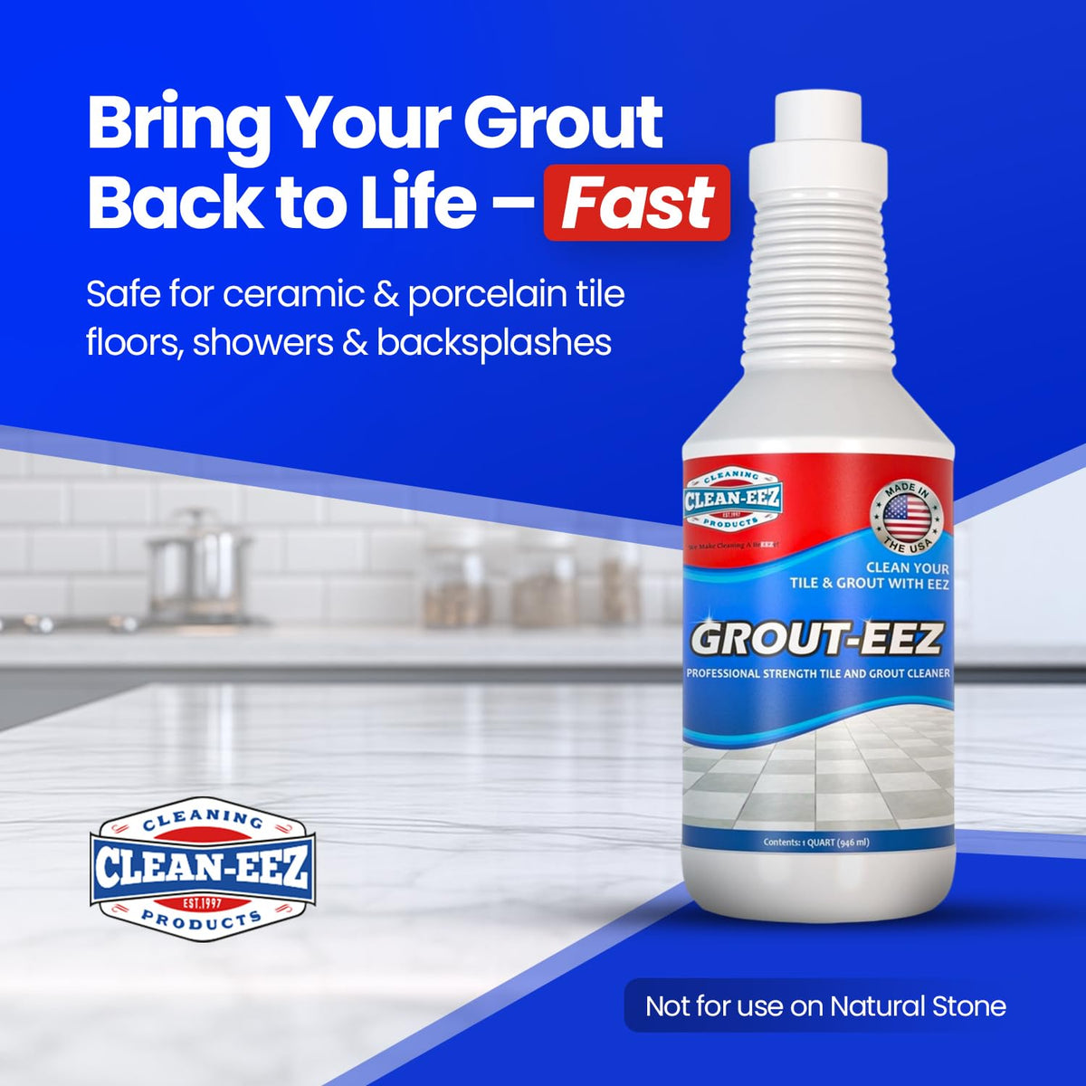 Closeup of Clean-eez Grout-eez handheld brush for tight spots and showers