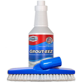 Clean-eez Grout-eez tile cleaner bottle front showing professional-grade formula.