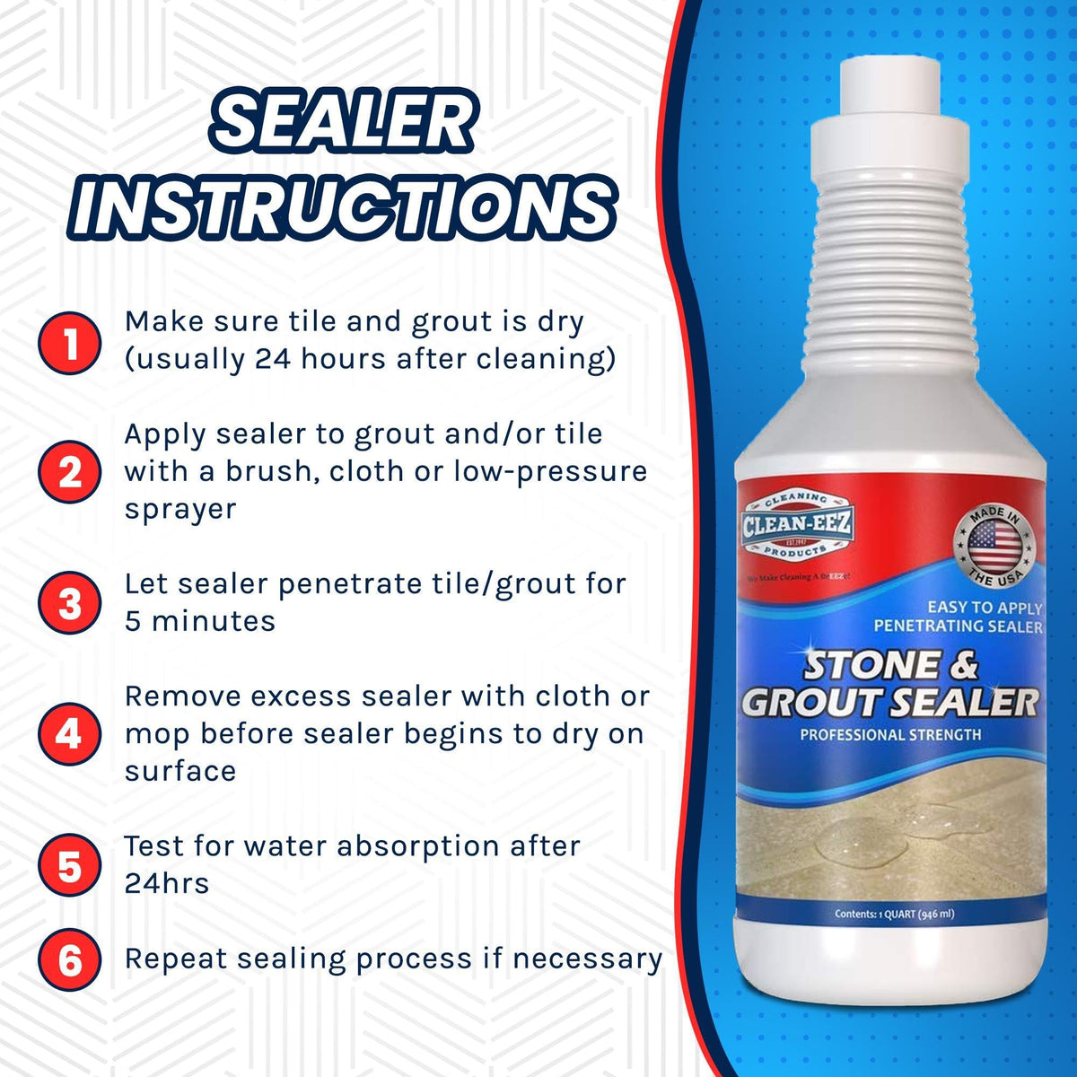 Clean-eez Grout Sealer bottle stored neatly for maintenance.