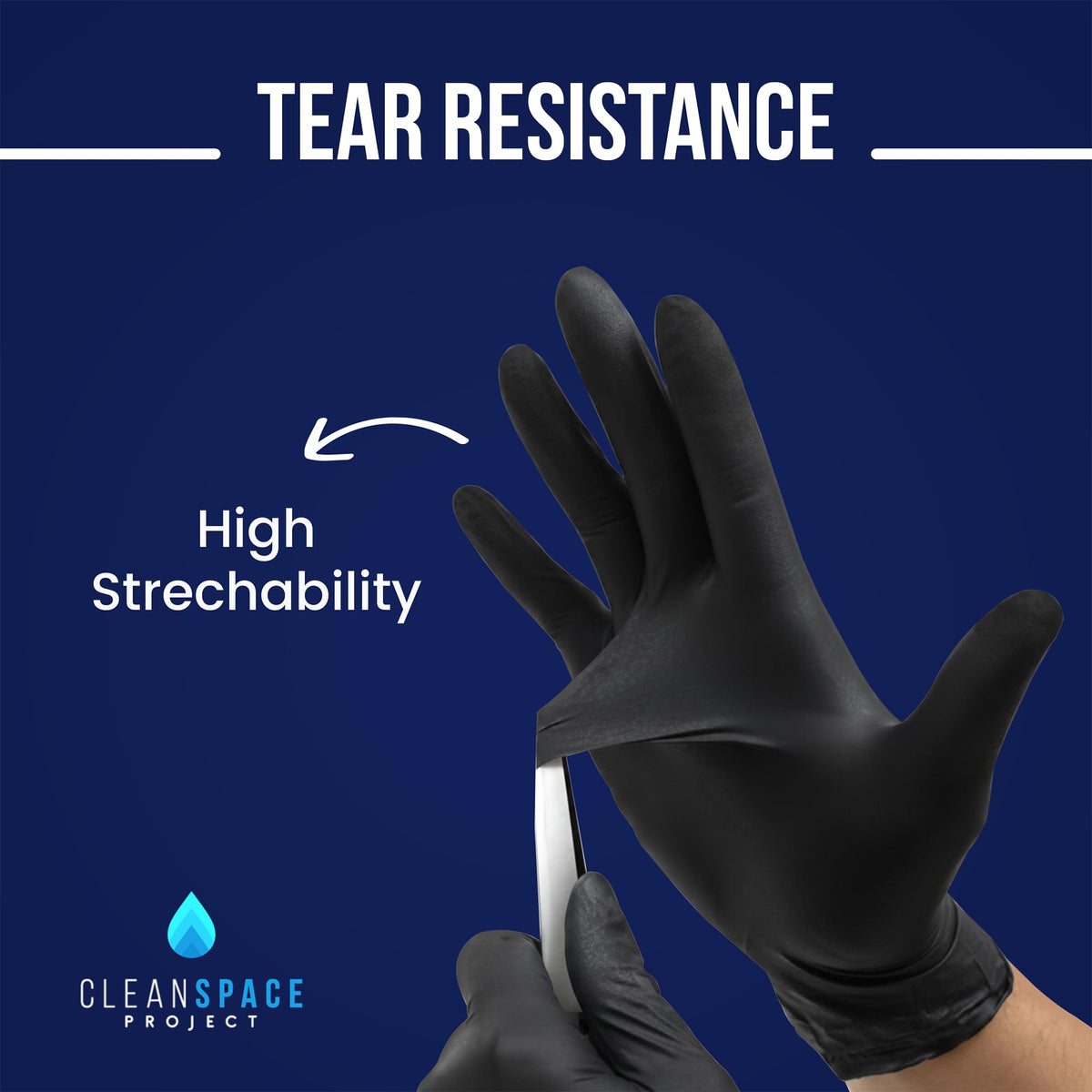 CLEAN SPACE PROJECT black nitrile gloves powder-free for comfortable long use