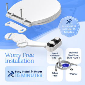 Clear Rear bidet offers dual retractable nozzles for rear and feminine washes.