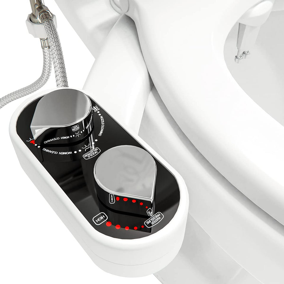 CLEAR REAR under-seat bidet attachment with slim design for an easy bathroom upgrade.
