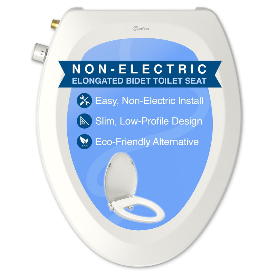 CLEAR REAR elongated bidet seat front view with slim profile for easy integration