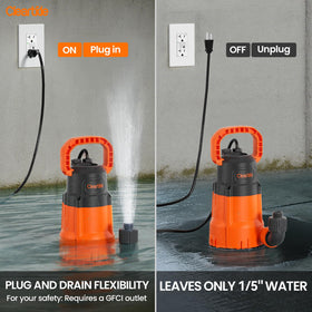Cleartide debris handling up to 3/8 inch drains dirty water efficiently.