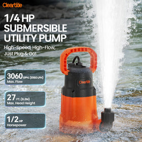 Cleartide discharge ports show versatile hose connections for drainage.