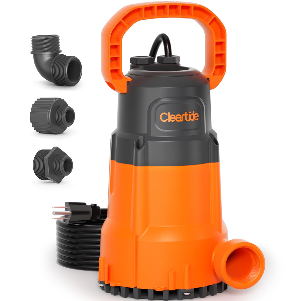 Cleartide submersible pump full assembly enables quick drainage tasks.