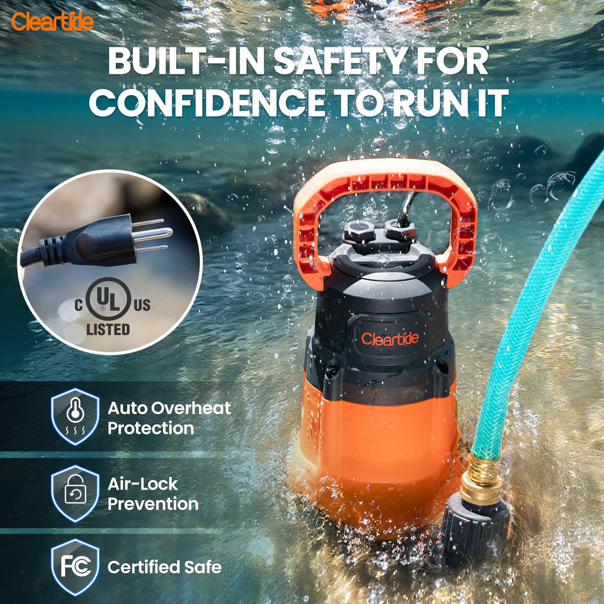 Cleartide thermal overload protection for safe operation during extended use.