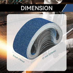 Clebay 3x21 sanding belt 120 grit for fine prep and metal smoothing