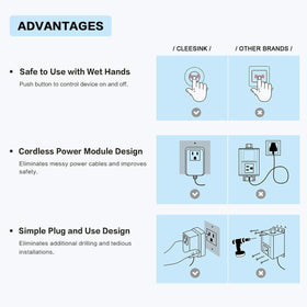 CLEESINK cordless push-button installation, tool-free setup for quick upgrades