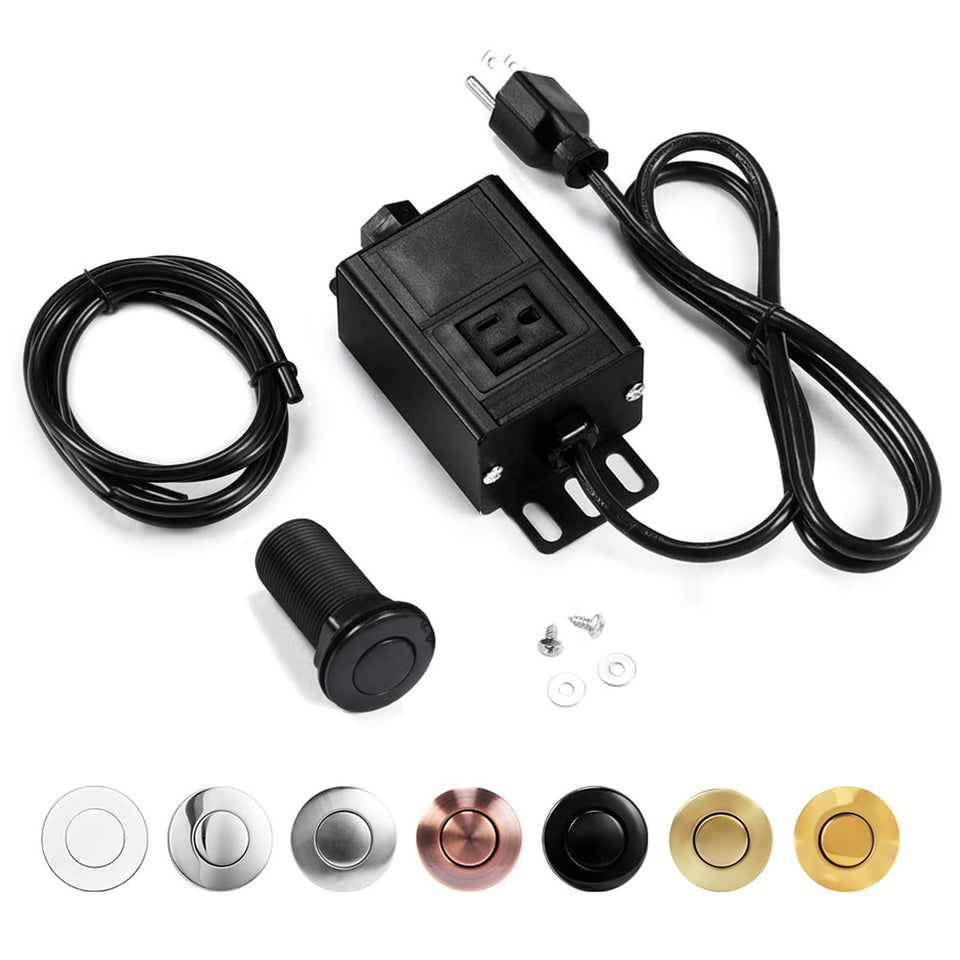 CLEESINK sink top air switch long 3.5in black kit front view for easy disposal control