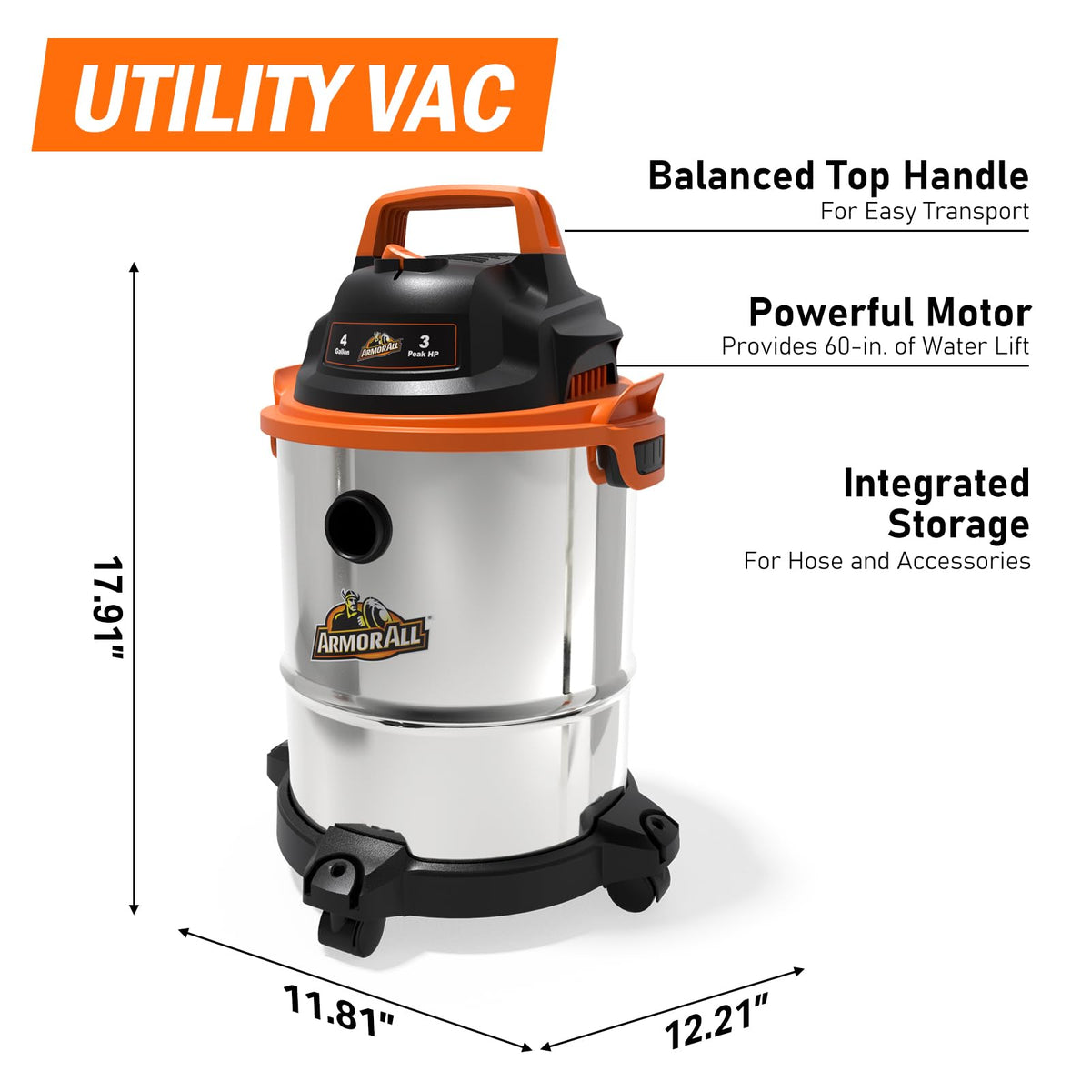 Cleva VO408S 4-gallon tank close-up; stainless steel durability for long cleaning sessions.