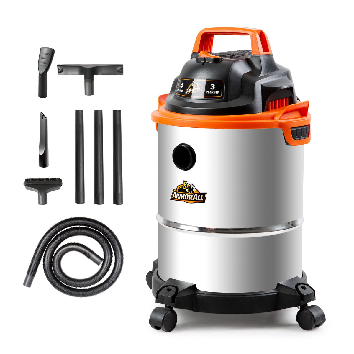 Cleva Armor All VO408S front view; orange body for versatile garage cleanup.