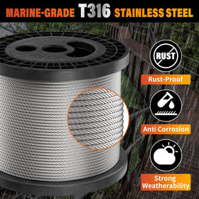 CELYND stainless steel cable closeup shows braided 7x7 construction for strength.